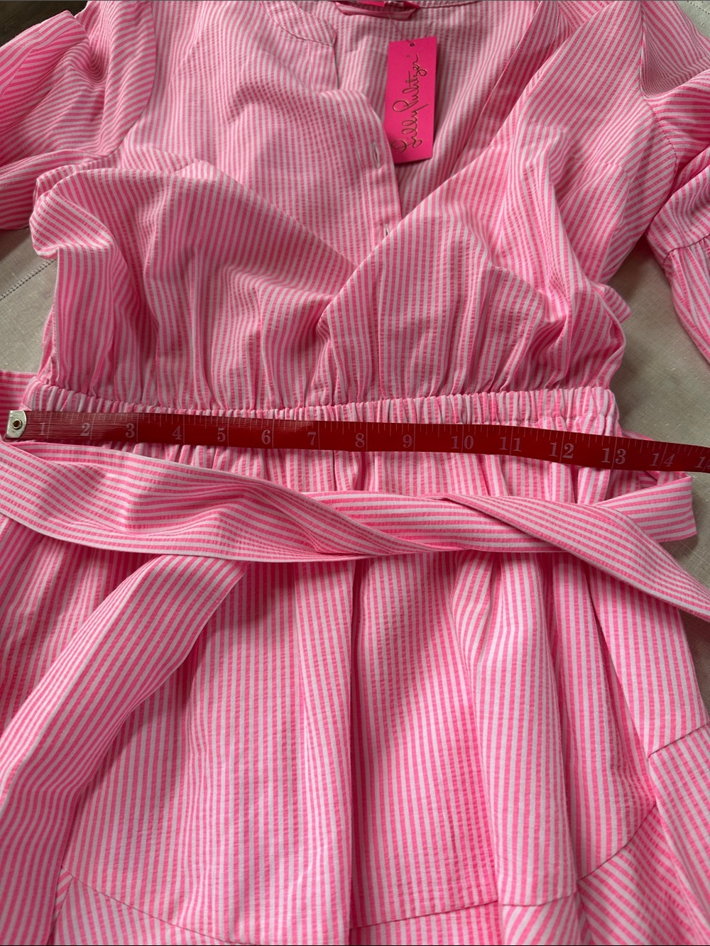 Lilly Pulitzer Carla Long Sleeve Seersucker Dress Roxie Pink Harbour Stripe Sz 6 - Picture 6 of 10